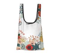Sac d'épicerie pliable réutilisable et léger avec imprimé botanique pour les courses, les voyages, la plage, respectueux de l'environnement