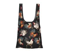Sac d'épicerie pliable réutilisable et léger avec imprimé coq français pour les courses, les voyages, la plage, respectueux de l'environnement, compact et compact