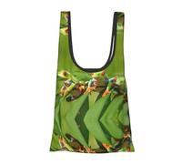 Sac d'épicerie pliable réutilisable et léger avec imprimé grenouilles amusantes pour les courses, les voyages, la plage, respectueux de l'environnement, compact