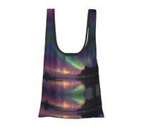 Sac d'épicerie pliable réutilisable et léger avec imprimé horizon de nuit pour les courses, les voyages, la plage, respectueux de l'environnement, compact