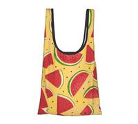 Sac d'épicerie pliable réutilisable et léger avec imprimé jaune et pastèque pour les courses, les voyages, la plage, respectueux de l'environnement