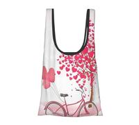 Sac d'épicerie pliable réutilisable et léger pour la Saint Valentin, motif cœur, arbres, vélo, sac de courses léger pour les courses, les voyages, la plage, respectueux de l'environnement, compact et