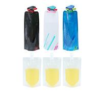 Sac d'hydratation pliable de 3 pièces de 700 ml, sac d'hydratation portable d'extérieur pour la randonnée, les voyages, l'équitation, réutilisable, avec un sac de boisson transparent de 3 pièces.
