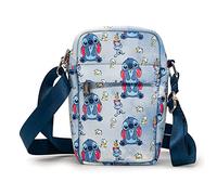 Sac Disney, sac à bandoulière, lilo et Stitch, collage Stitch Scrump et canards, bleu, cuir vegan, Lilo & Stitch