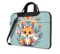 Sac d'ordinateur d'impression de fleurs de renard et d'animaux sacs d'ordinateur portable pour hommes et femmes avec poignée ultra mince sac d'ordinateur, Noir , 13 inch