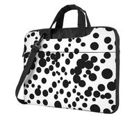Sac d'ordinateur portable avec imprimé à gros pois noirs et blancs, style unique et élégant, Noir , 14 inch