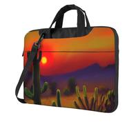 Sac d'ordinateur portable avec imprimé cactus au coucher du soleil dans le désert, élégant et protecteur, style unique, Noir , 13 inch