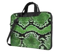 Sac d'ordinateur portable élégant et protecteur avec imprimé peau de serpent vert, Noir , 13 inch