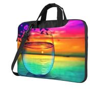 Sac d'ordinateur portable en verre coloré pour ordinateur portable - Unisexe - Bandoulière - Pour la rentrée scolaire, Noir , 15.6 inch