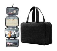 Sac d'organisateur de maquillage enroulé, sac à brosse à maquillage enroulé, Sac de toilette de voyage hangable avec sachets détachables, Rangement de maquillage 4 en 1 pliable pour les cosmétiques, l