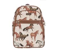 Sac dos en tapisserie Signare pour femme Sac dos pour ordinateur Sac dos pour femme avec motif cheval au galop (BKPK-RHOR)
