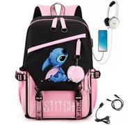 Sac Dos Stitch tudiant - GOGOLOVING - Rose - 44x29x15cm - USB et Prise Casque rose SAC A DOS