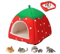 Sac douillet pour cochon d'Inde - Lavable - Accessoire pour lapins nains, chinchillas, hamsters (fraises)