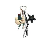Sac d'ours en peluche de dessin animé Charmant porte-clés voitures douces Sacs légers Tremblement de terre Sac à dos Accessoire de décoration pour femmes et filles Alliage de polyester Porte-clés