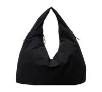 Sac drapé couleur unie couleur | BASSE MIVENGGER CASICA POUR FEMMES - Fourre-tout BAM de grande capacité pour femmes, sac à bandoulière drapé texturé en nylon, fourre-tout pour le collège m, Noir
