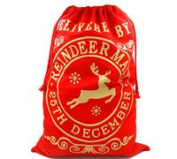Sac du Père Noël TRIXES Rouge - Sac Cadeau à Cordon de Style Poste de Renne de Noël - Emballage Cadeaux - Grande Capacité 70 cm x 50 cm