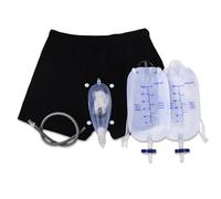 Sac d'urinoir masculin, Briefs d'incontinence pour hommes Ensemble, urinoir portable détachable avec sac à jambe d'urine et cathéter de collecteur d'urine en silicone pour hommes âgés/L