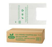 SAC ECO - Sac de Courses - Lot de 2000 - Sacs Durables et Réutilisables Écologiques, 30 Microns, Dimensions 260+120x450 mm Sac plastique réutilisable - BORNSHINE