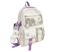 Sac école japonais - sac à dos pour filles de grande capacité avec des charmes d'ours mignons | Pack de d'anime multi-poche pour les livres, ordinateurs portables, papeterie, voyages quotid