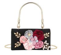 Sac élégant à motif floral pour robe de soirée, élégante variantes de transport, construction en polyester, sac à bandoulière pratique en tissu, pour soirée, mariage, bal, banquet, avec décoration