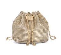 Sac élégant avec cordon de serrage. Transportez votre incontournable avec style avec ce sac à bandoulière durable et accrocheur pour femme, or