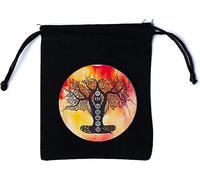 Sac en coton Arbre de vie noir -- 12x10,5cm
