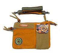 Sac en coton ethnique avec imprimés colorés et inserts en cuir, sac à bandoulière en coton et cuir pour femme ethnique indienne colorée (orange)