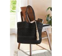 Sac en crochet "ficelle de papier" en noir, sac à main, shopper, sac à provisions, sac à bandoulière