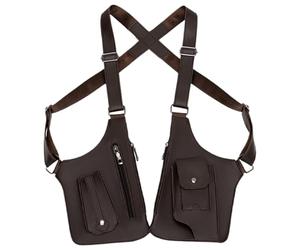 Sac en cuir: sac en matériau PU, double poche d'épaule, conception antivol | Pour hommes voyage camping randonnée exploration urbaine activités de plein air utilisation quotidienne équipement, Marron