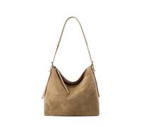 Sac en daim marron Sac à bandoulière en daim for femme, grande capacité, léger, de luxe, for les déplacements quotidiens, décontracté, avec couche supérieure cuir vache pour Tous les Jours(Khaki)