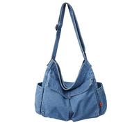 Sac en denim pour femmes décontractées Denim Crossbody Bag Multi-poche épaule à glissière Clôture 14x6x12.6 pouces de capacité pour quotidien, voyager, photo, cadeaux pour femmes