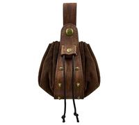 Sac en Faux Cuir Médiéval Vintage,Pochette de Ceinture à Cordon Renaissance,Porte-Monnaie Portable Cosplay Viking,Sac à dés Moyen-Âge pour LARP Ren Faire Accessoires de Costume (Marron A)