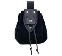 Sac en Faux Cuir Médiéval Vintage,Pochette de Ceinture à Cordon Renaissance,Porte-Monnaie Portable Cosplay Viking,Sac à dés Moyen-Âge pour LARP Ren Faire Accessoires de Costume (Noir B)