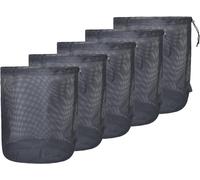 Sac En Filet Noir Sac En Nylon Durable Avec Cordon De Serrage Petit Sac De Voyage Sac De Rangement En Mesh Pour Les Cosmétiques Douche Gels Pot Balle De Tennis Outils 5 Pcs/Lot