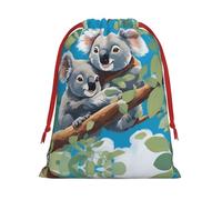 Sac en flanelle à cordon imprimé de deux adorables koalas, sac cadeau pour les fêtes, sac d'anniversaire