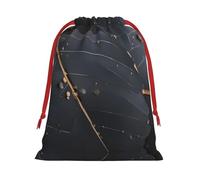 Sac en flanelle à cordon imprimé de feuilles de plantes enchantées, sac cadeau pour les fêtes, sac d'anniversaire