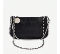 Sac En Forme De Croissant Avec Détails De Chaîne De Couleur Métallique Argentée Fait Main Avec Une Utilisation Multiple, Peut Être Utilisé Comme Sac À Main, Sac À Bandoulière, Sac En Bandoulière Taill