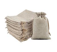 Sac en Jute, 20 Pcs Petit Sacs Toile de Jute en Lin avec Cordon, Petite Pochette Tissu pour Cadeau et Bijoux et Bonbons, Grand Format Respimer Sachet Pochon Tissu DIY Cadeaux 13x18 cm