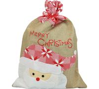 Sac en jute Noël grand, sac cadeau avec Père Noël, 50×35cm