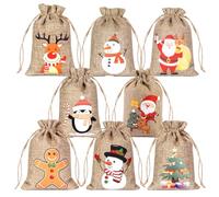 Sac En Lin Cadeau Noel Cordon, Sachet Bonbons Halloween, Tissu Cordon Petite Pochette Cadeau, Emballage Cadeau ThéMatique Pour Les FêTes, Pour Les Cadeaux, Les Collations, Les Bonbons (A)