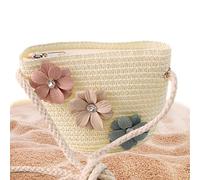 Sac en paille pour enfants - plage tissé - Sac fourre-tout bohème tissé pour vacances d'été, voyage, rendez-vous, filles et femmes - Étain