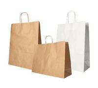 PAPSTAR Lot de 25 sacs en papier blanc de 27 x 32 x 21,5 cm avec poignée torsadée