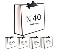 Sac en papier cadeau pour anniversaire de 30/40/50/60/70 ans, convient comme cadeau de fête d'anniversaire ou sac de shopping pour elle, également adapté comme cadeau décoratif et créatif pour les fem