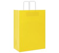 Sac en Papier Kraft Lot de 250, Sac Cadeaux Pochette Papier Sachet Kraft 250 pcs avec poignées jaune 32x17x44 cm