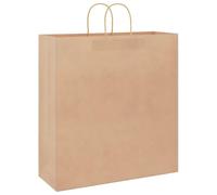 Sac en Papier Kraft Lot de 250, Sac Cadeaux Pochette Papier Sachet Kraft 250 pcs avec poignées marron 45x17x48 cm