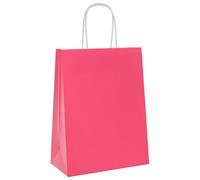 Sac en Papier Kraft Lot de 250, Sac Cadeaux Pochette Papier Sachet Kraft 250 pcs avec poignées rose 21x11x28 cm