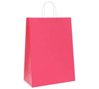 Sac en Papier Kraft Lot de 250, Sac Cadeaux Pochette Papier Sachet Kraft 250 pcs avec poignées rose 32x17x44 cm