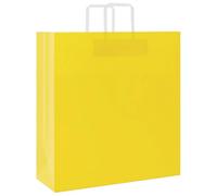 Sac en Papier Kraft Lot de 50, Sac Cadeaux Pochette Papier Sachet Kraft 50 pcs avec poignées jaune 45x17x48 cm