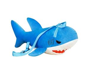 Sac en peluche requin de dessin animé, sac à dos en peluche douce pour décoration de la maison, maternelle, sac pour livres esthétiques pour étudiants, sac pour âme, bleu, riferimento alla