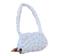 Sac En Peluche Sacs à bandoulière for femmes, sac sous les bras en peluche douce, fourre-tout moelleux forme de cœur d'amour, porte-monnaie for téléphone, hiver pour les Femmes(White Heart)